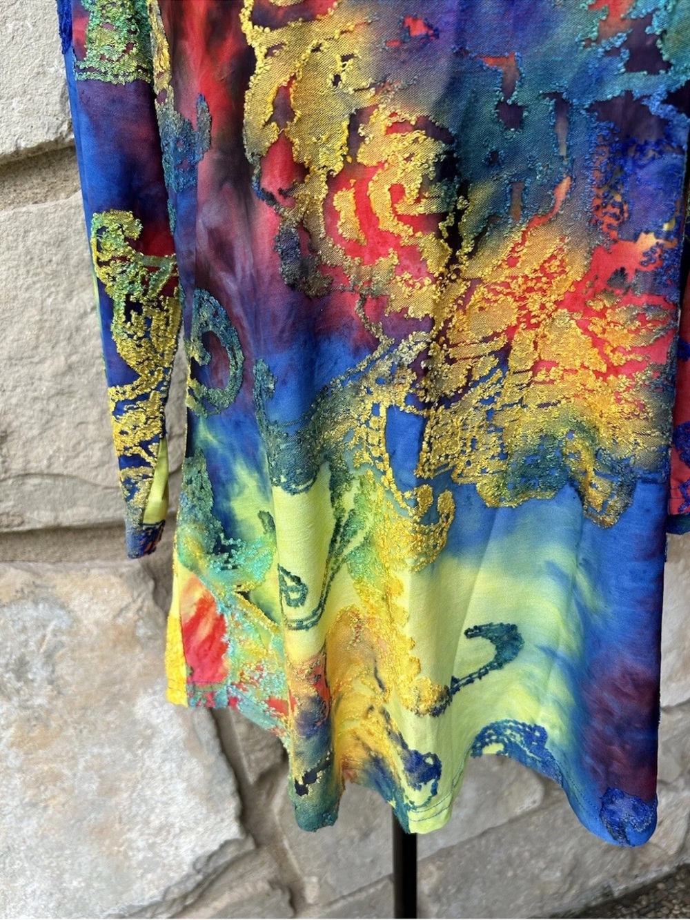 CALEAAS Top Size L Multicolor Abstract Textured Print Excellent Condition - Picture 7 of 8